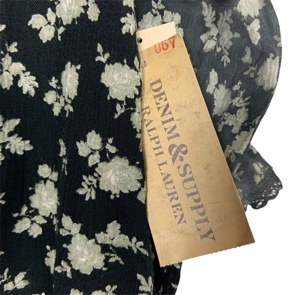 Ralph Lauren Denim Supply Floral Top Small Black - Picture 9 of 10